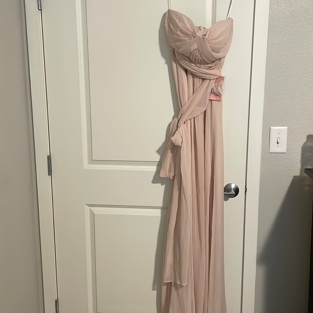 Pale blush bridesmaid dress